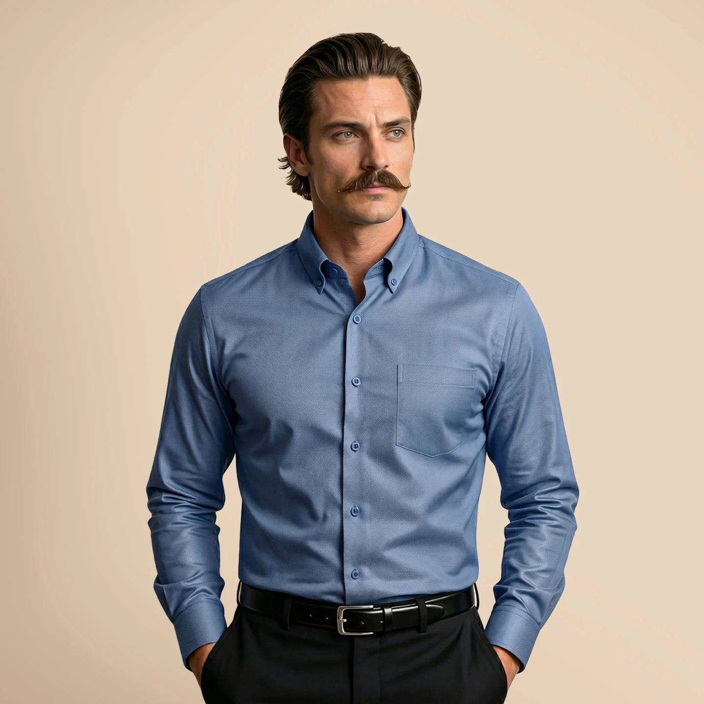 Royal Oxford Dobby Shirt in Midnight Blue - Image 8