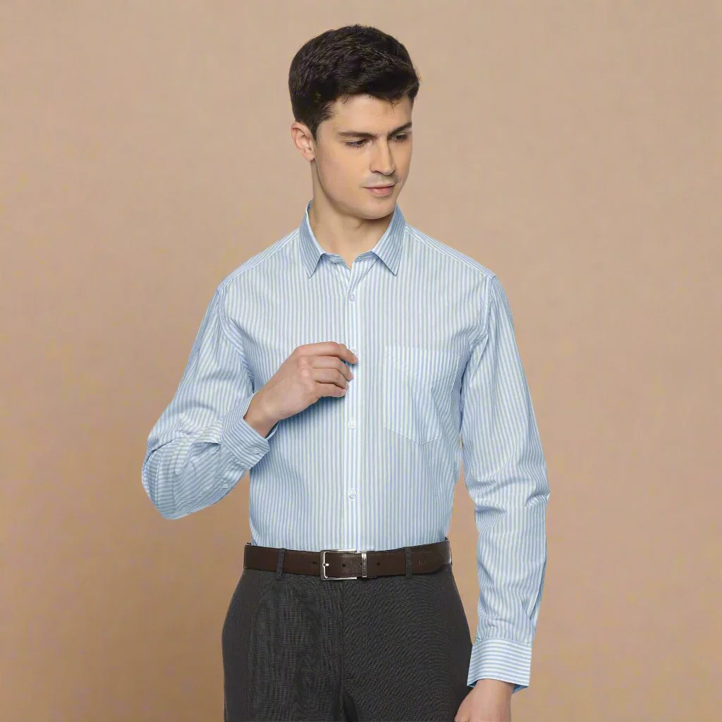 Skyline Stripe Full Sleeves Shirt In Sky Blue - Image 6