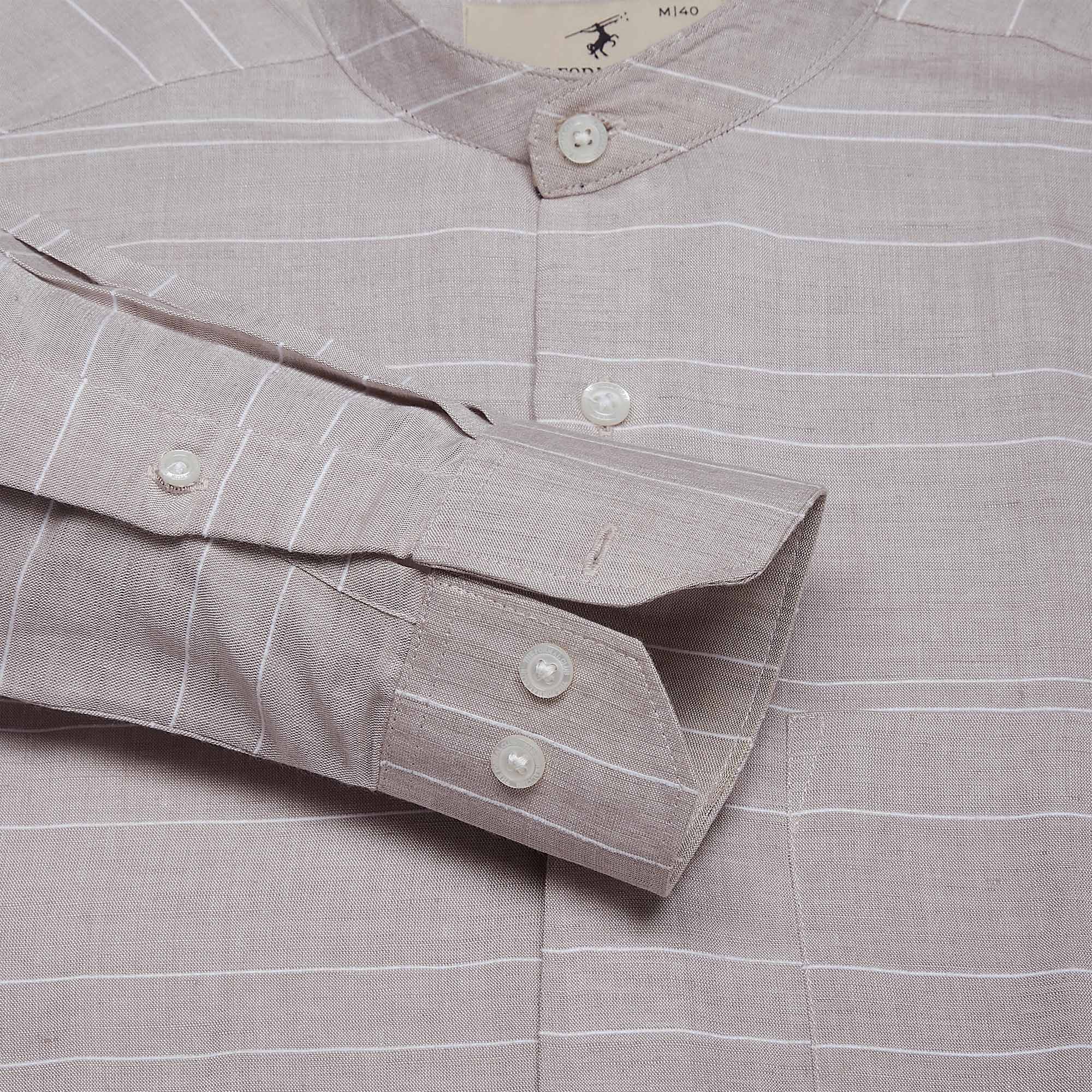 Skyline Stripes Mandarin Shirt In Grey - Image 3