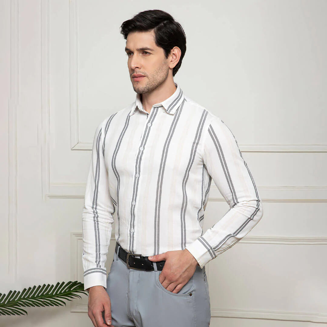 Skyline Twin Stripes Shirt In Grey - Image 6