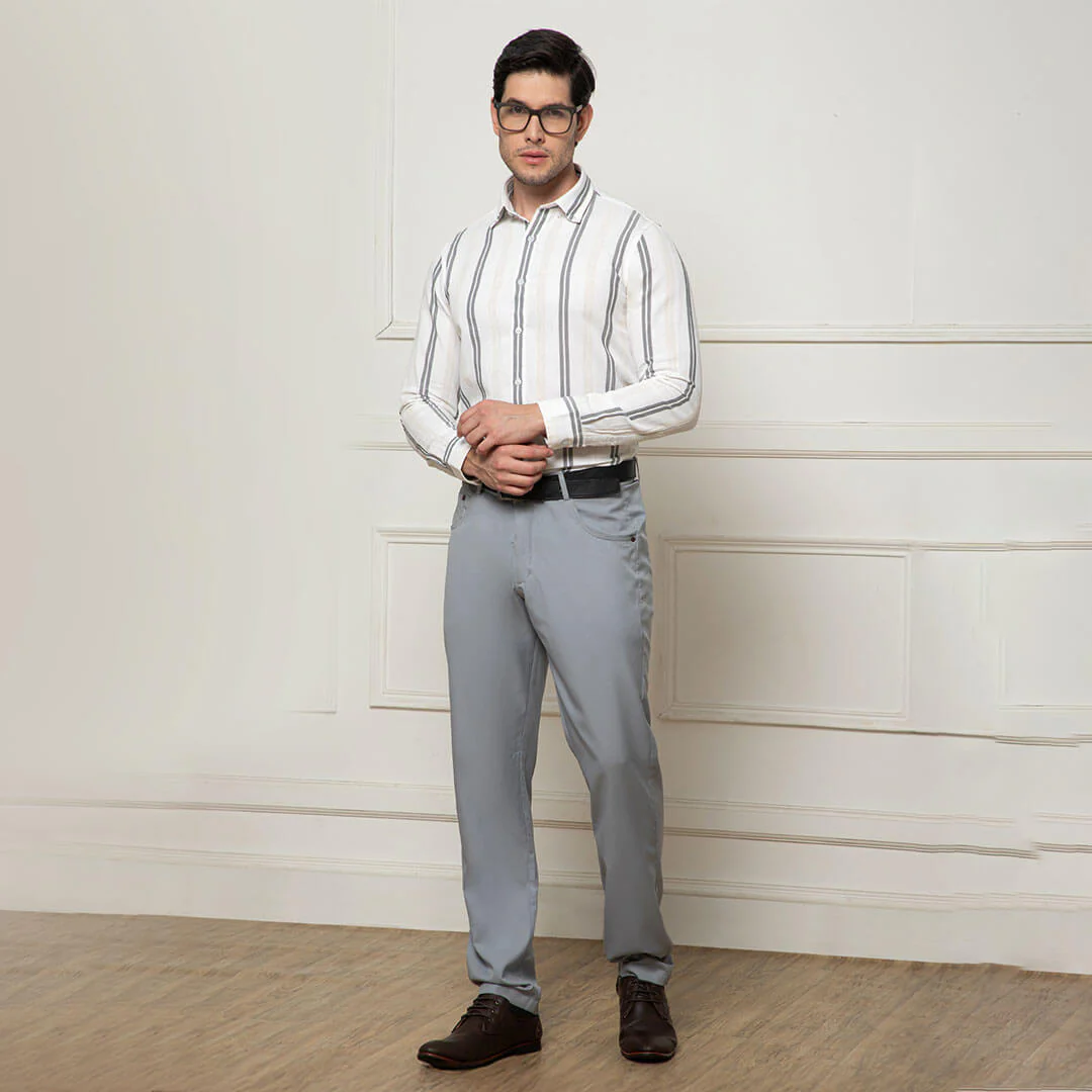 Skyline Twin Stripes Shirt In Grey - Image 7