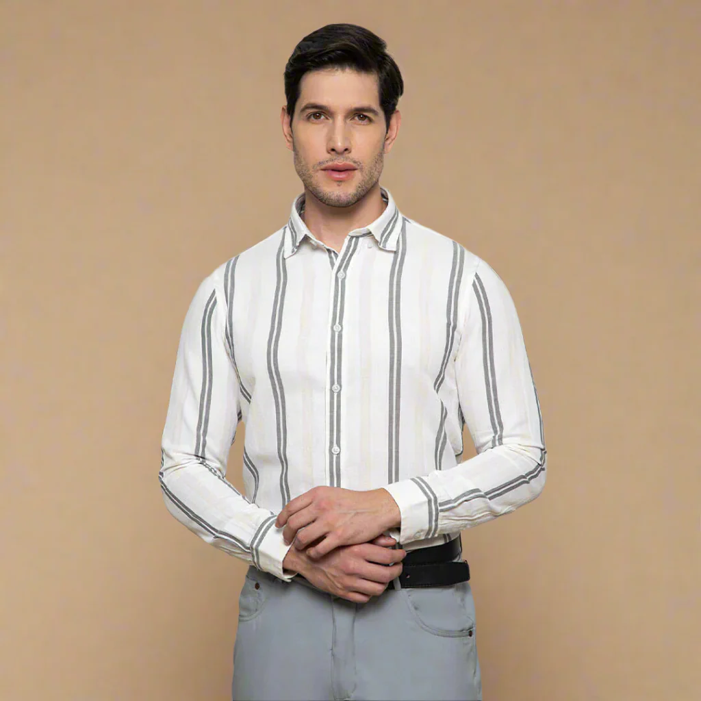 Skyline Twin Stripes Shirt In Grey - Image 8