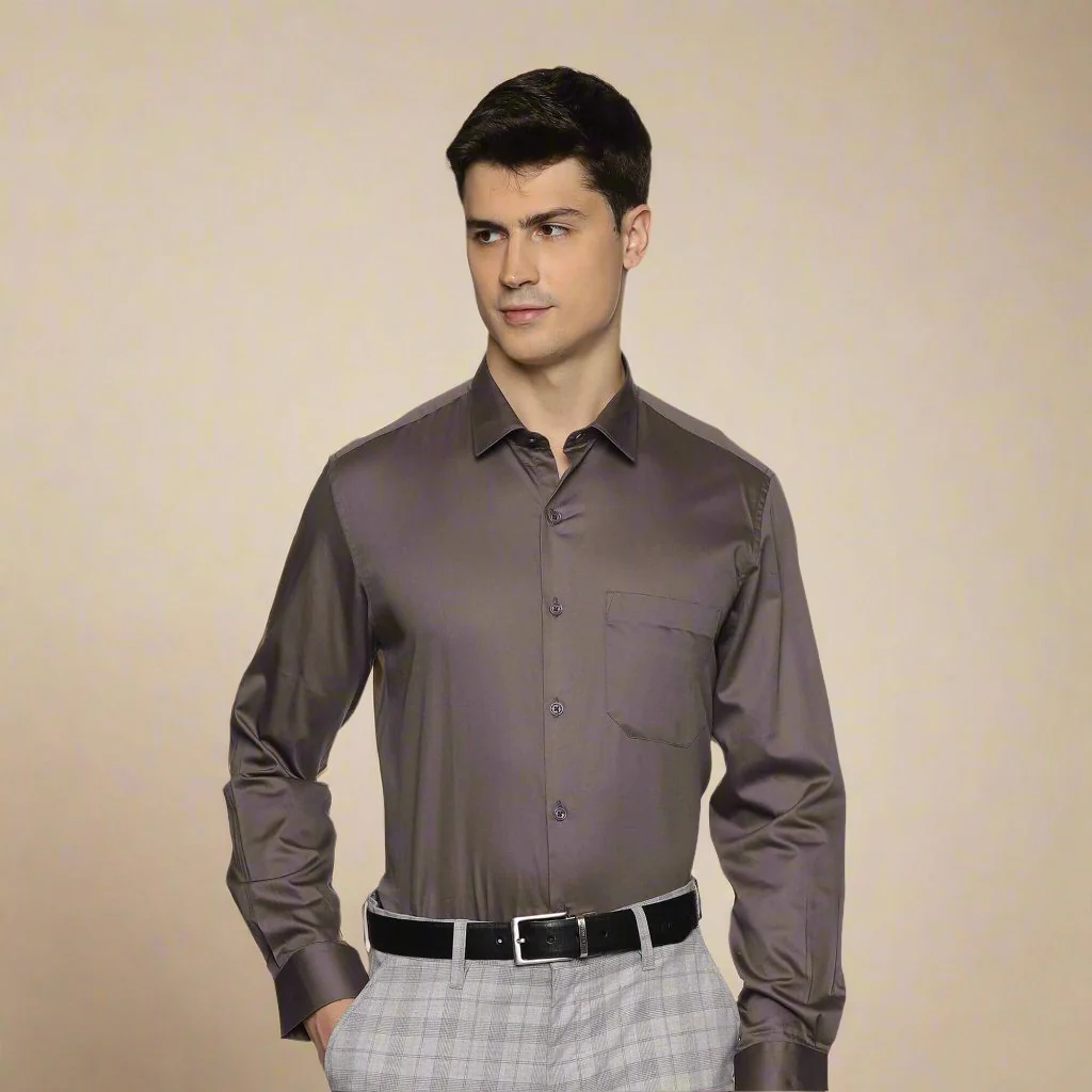 Swiss Finish Giza Cotton Shirt In Dark steel - Image 6