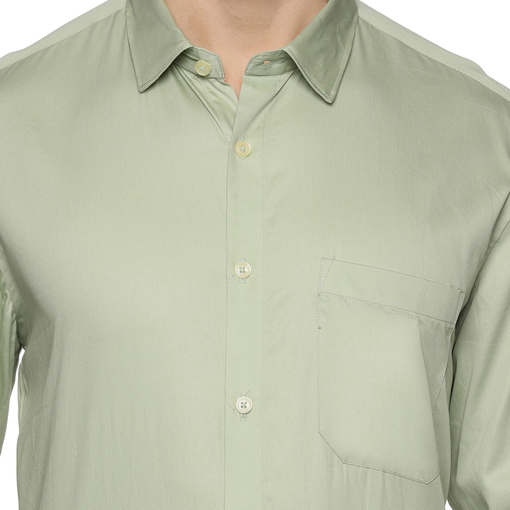 Swiss Finish Giza Cotton Shirt In Light Green - Image 4