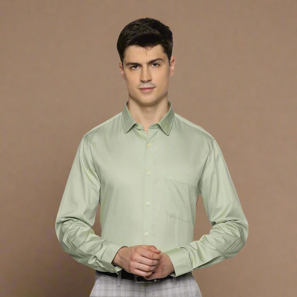 Swiss Finish Giza Cotton Shirt In Light Green - Image 8