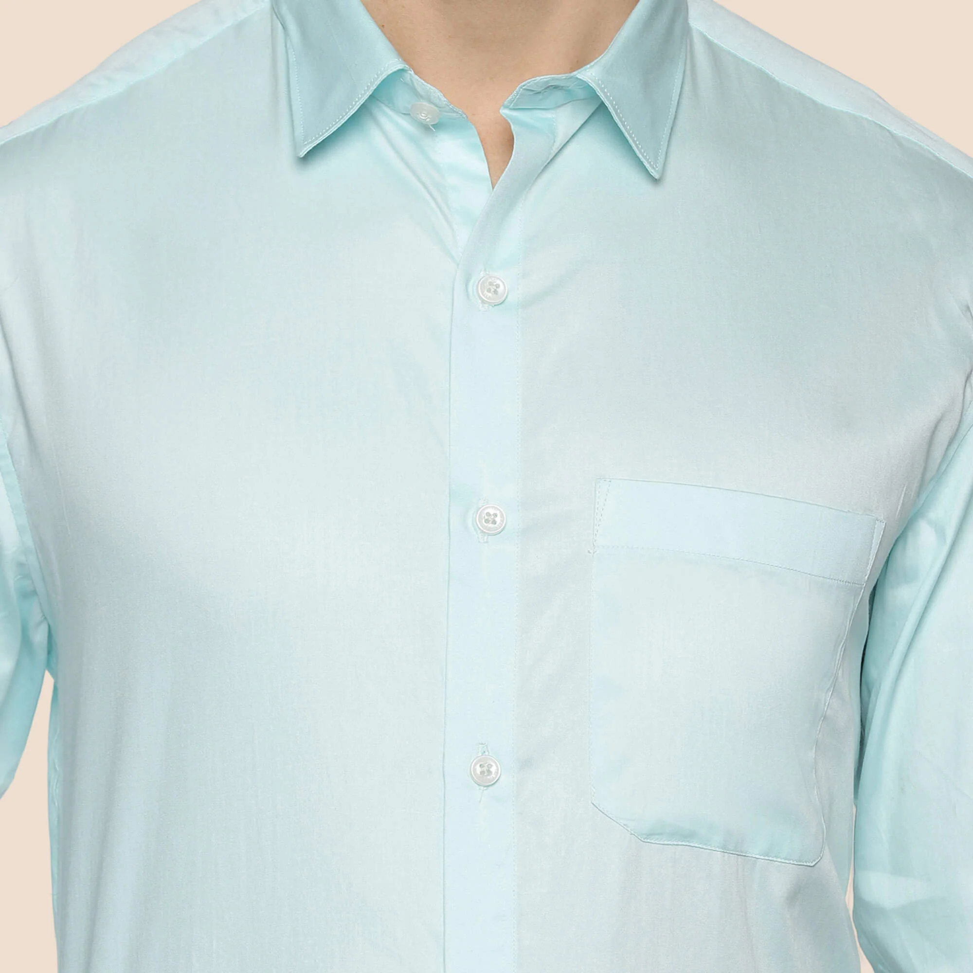 Swiss Finish Giza Cotton Shirt In Pastel Aqua - Image 4