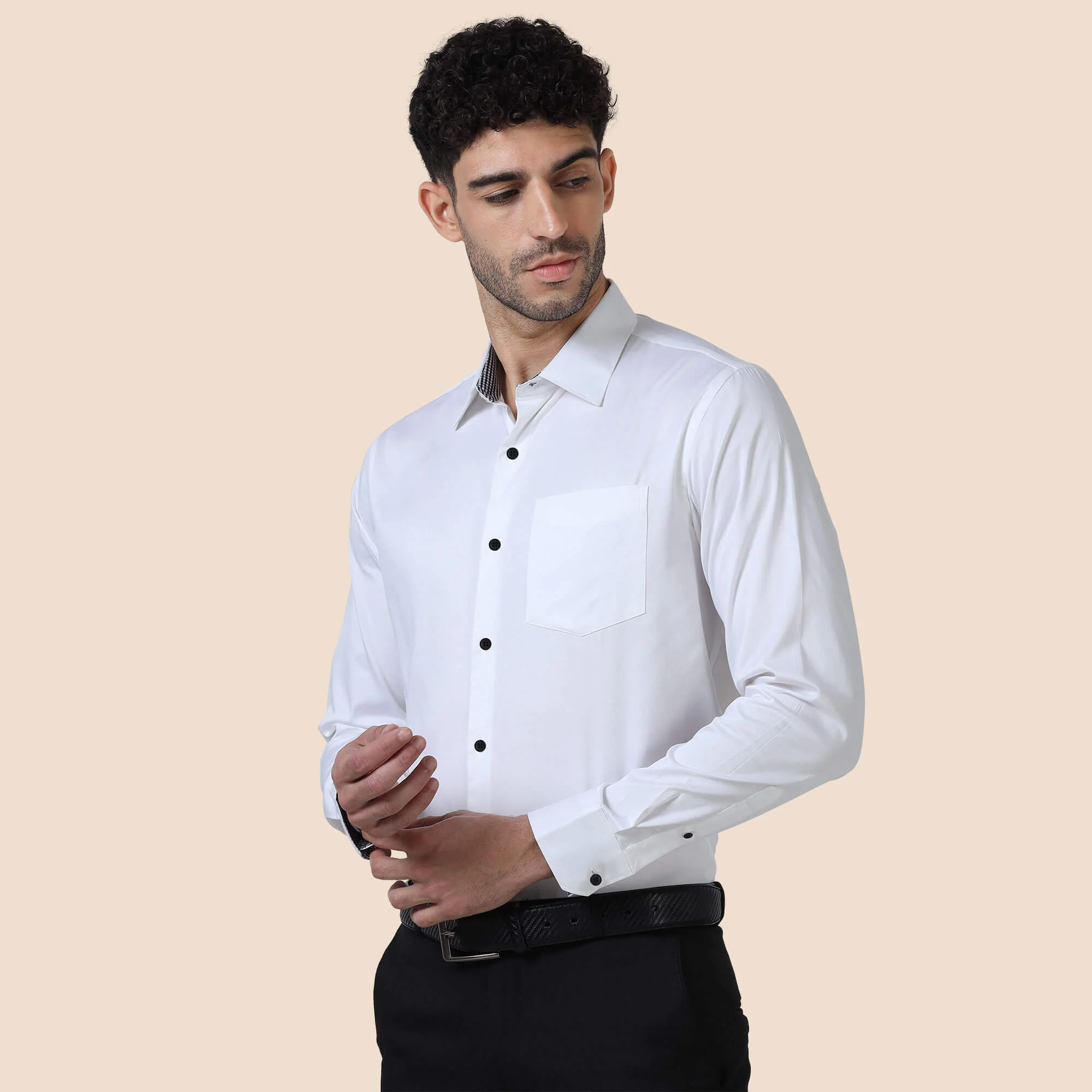 Vintage White Shirt With Black Buttons