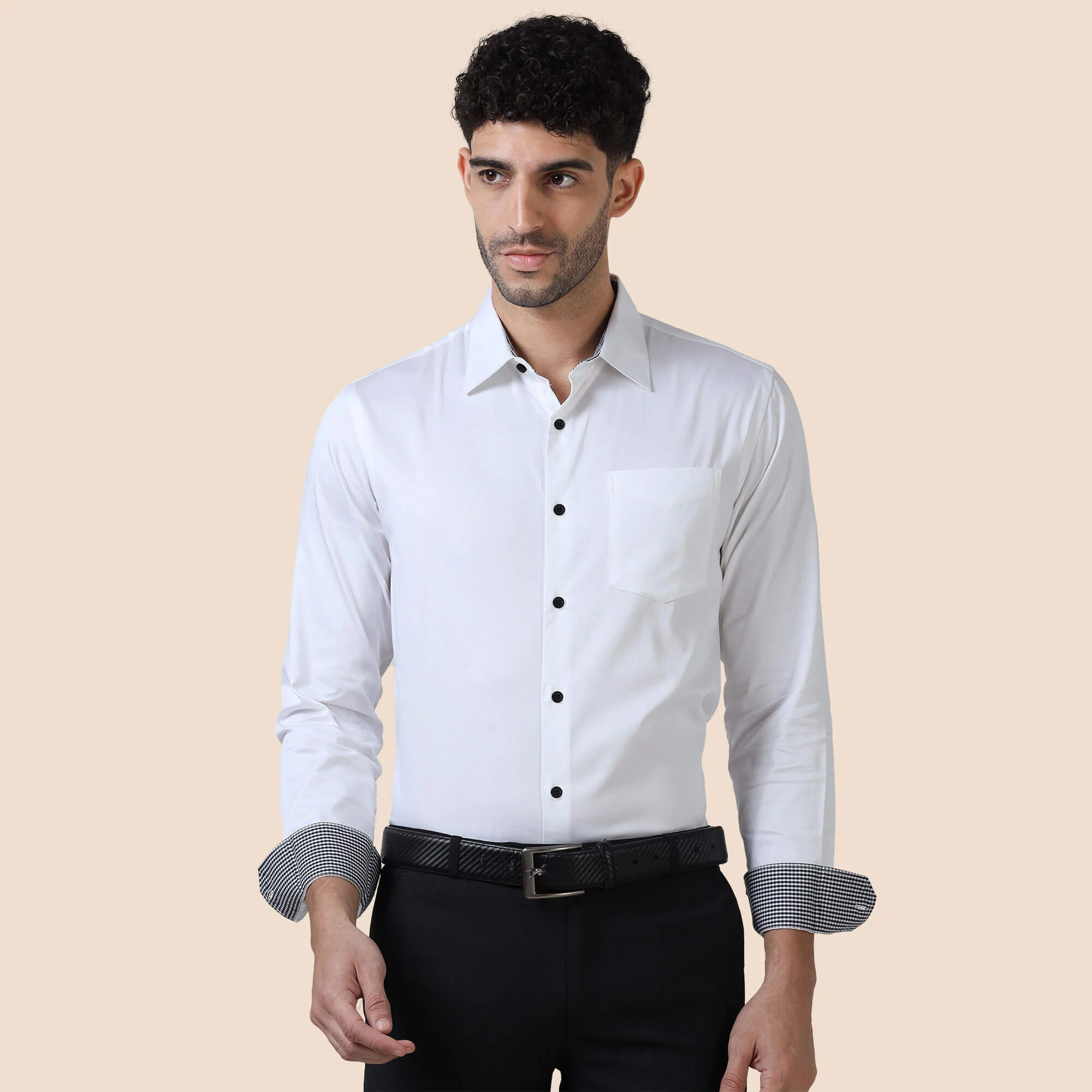 Vintage White Shirt With Black Buttons - Image 3