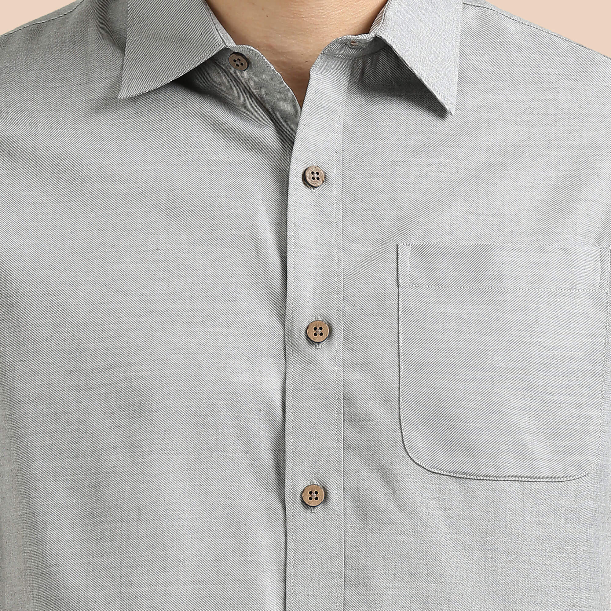 Woods Lyocell Half Sleeves Shirt In Charcoal Melange - Image 4