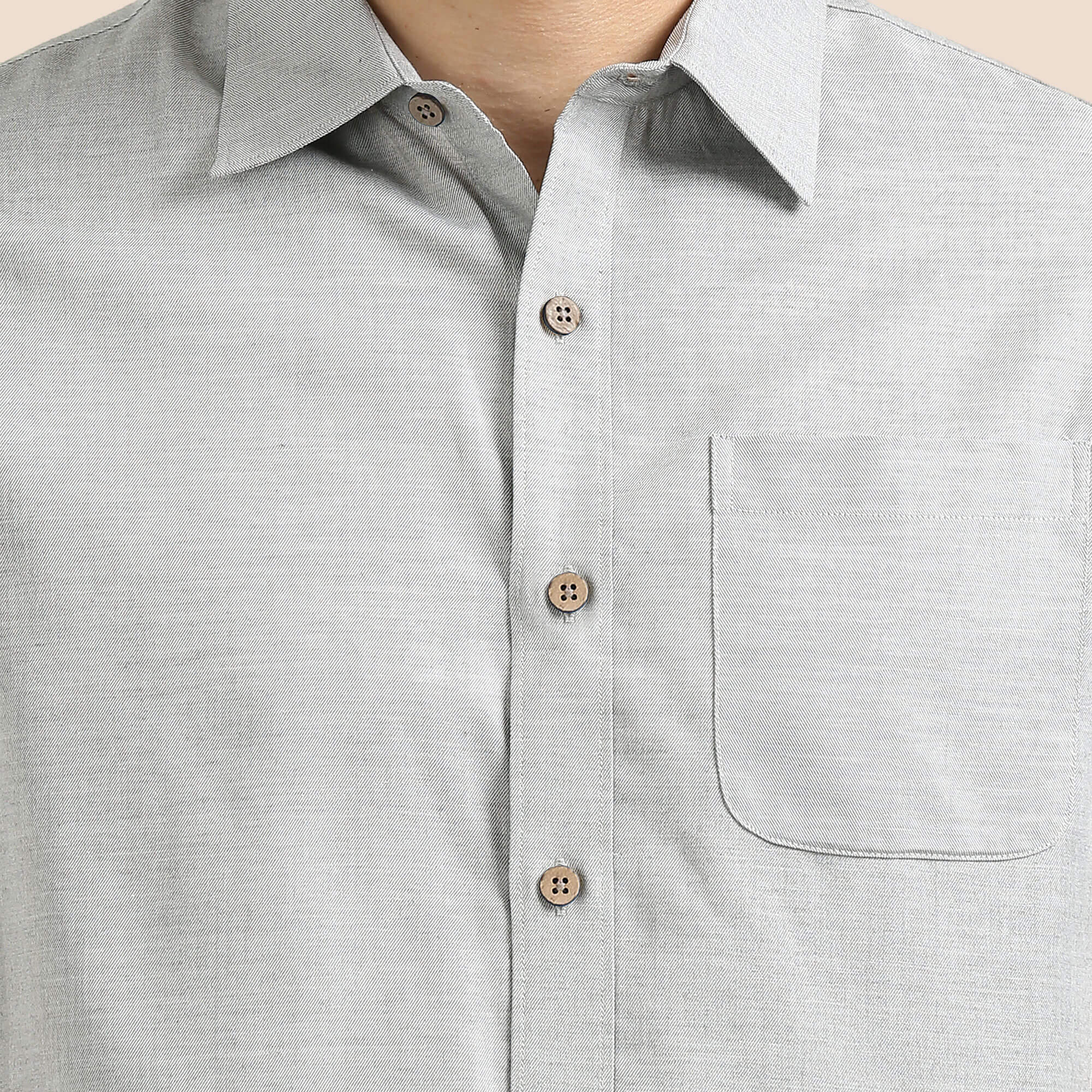 Woods Lyocell Half Sleeves Shirt In Grey Melange - Image 4